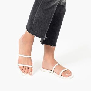 Tkees Gemma cream leather dual strap sandals